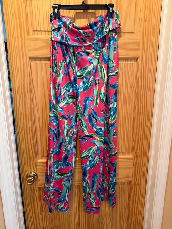 Pants - Wide Leg Pink Tropical Print Pants by Elsie& Zoey